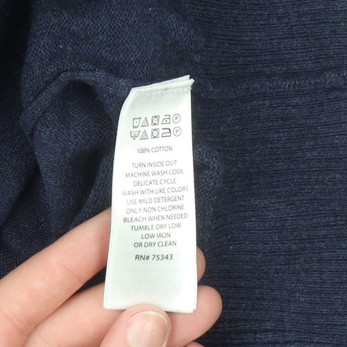 Racing Green Men's Blue Cotton V-Neck Jumper Size M Classic Knitwear