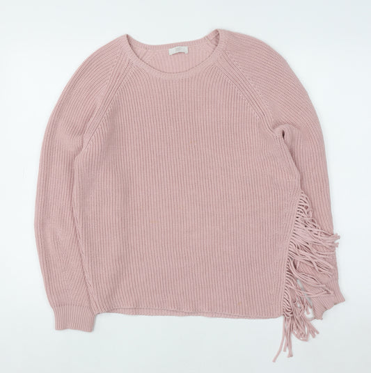 Riani Womens Pink Cotton Fringe Knit Jumper Size 8