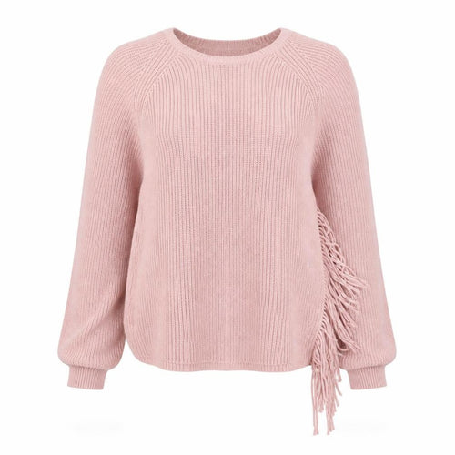 Riani Womens Pink Cotton Fringe Knit Jumper Size 8