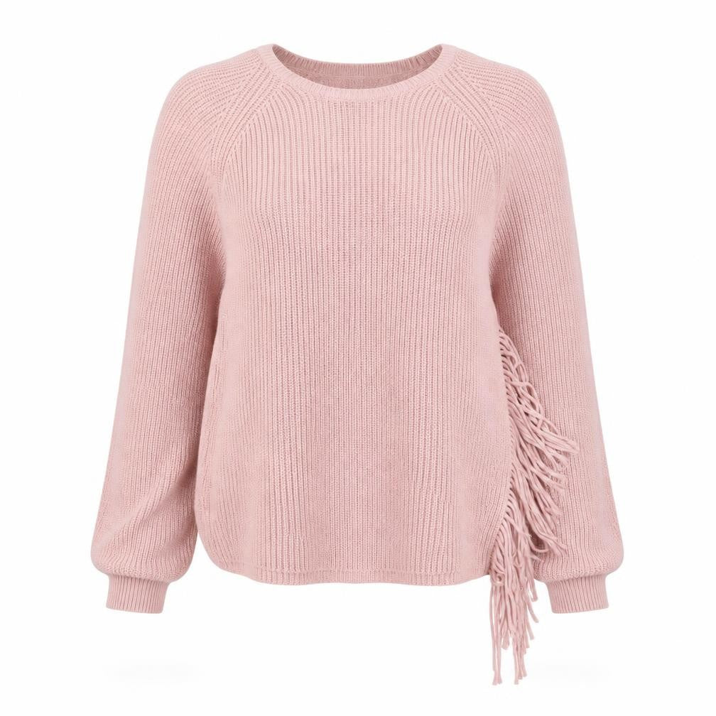 Riani Womens Pink Cotton Fringe Knit Jumper Size 8