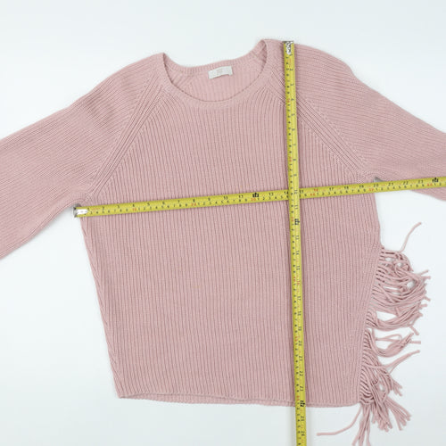 Riani Womens Pink Cotton Fringe Knit Jumper Size 8