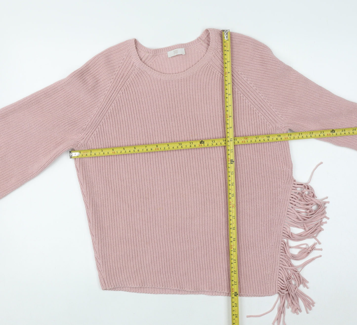 Riani Womens Pink Cotton Fringe Knit Jumper Size 8