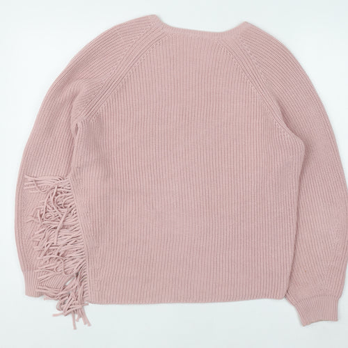 Riani Womens Pink Cotton Fringe Knit Jumper Size 8