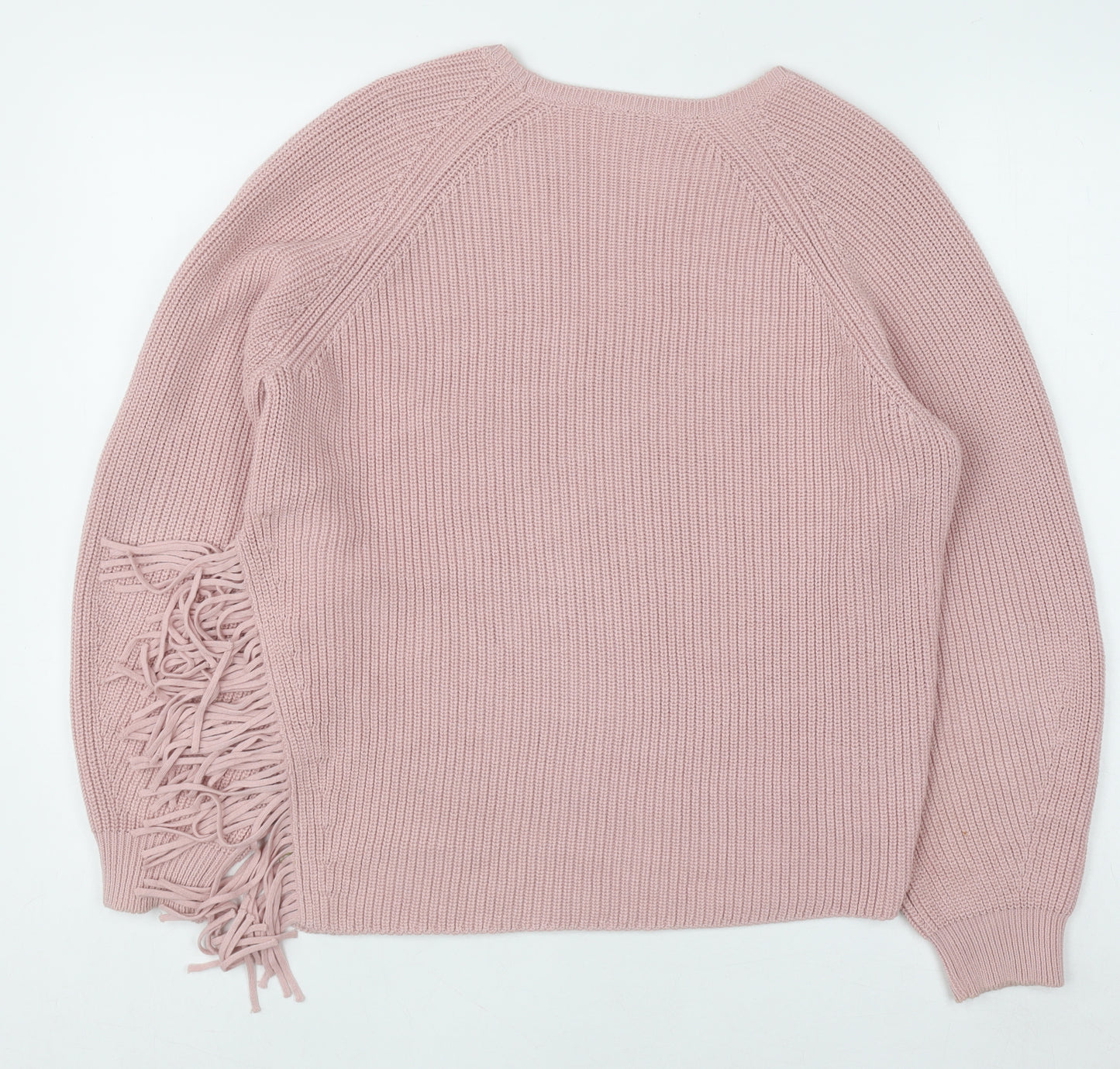 Riani Womens Pink Cotton Fringe Knit Jumper Size 8