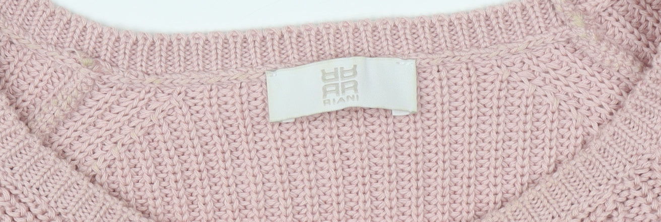 Riani Womens Pink Cotton Fringe Knit Jumper Size 8