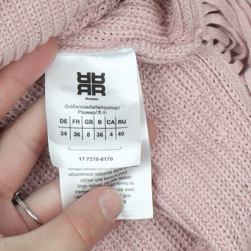 Riani Womens Pink Cotton Fringe Knit Jumper Size 8