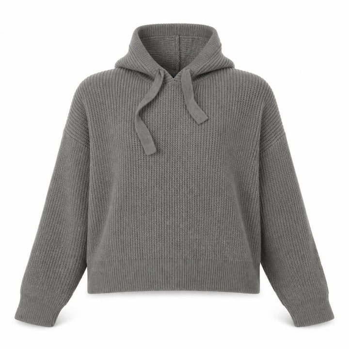 Missguided Women’s Grey Knitted Hoodie UK 6/8 Acrylic Pullover