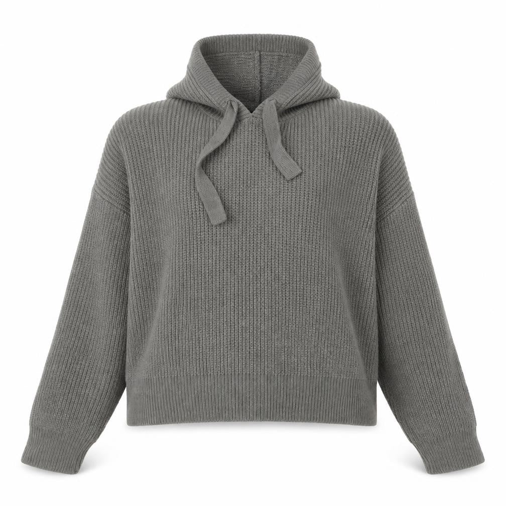 Missguided Women’s Grey Knitted Hoodie UK 6/8 Acrylic Pullover