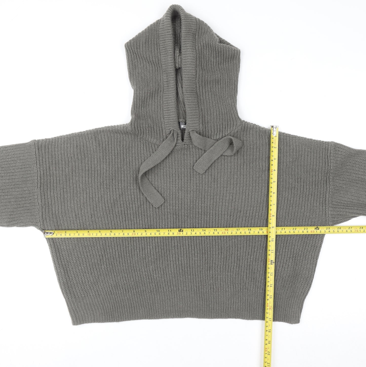 Missguided Women’s Grey Knitted Hoodie UK 6/8 Acrylic Pullover