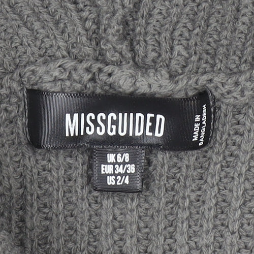 Missguided Women’s Grey Knitted Hoodie UK 6/8 Acrylic Pullover