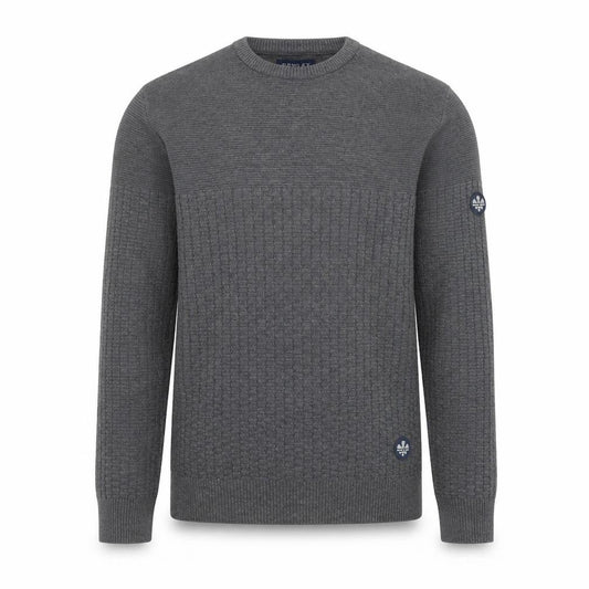 Front view of Bewley & Ritch Men's Grey Waffle Knit Cotton Blend Jumper M