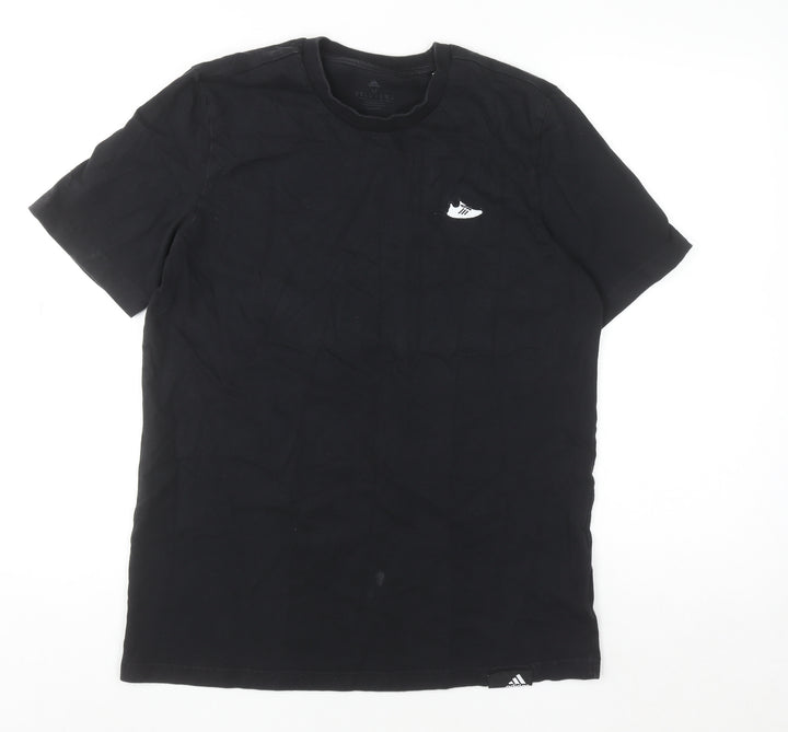 Adidas Men's Black Cotton Sports T-Shirt M Crew Neck Short Sleeve