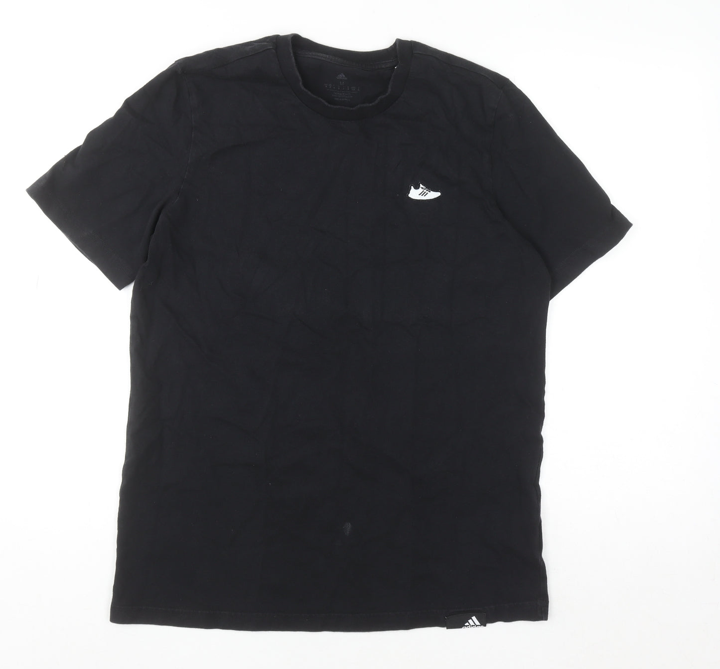 Adidas Men's Black Cotton Sports T-Shirt M Crew Neck Short Sleeve