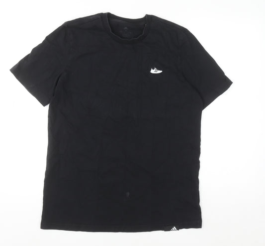 Adidas Men's Black Cotton Sports T-Shirt M Crew Neck Short Sleeve