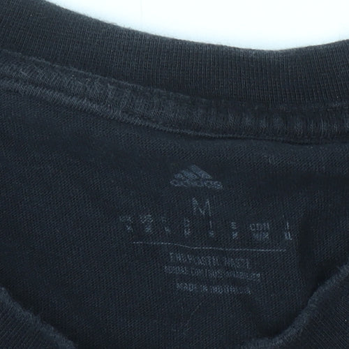 Adidas Men's Black Cotton Sports T-Shirt M Crew Neck Short Sleeve