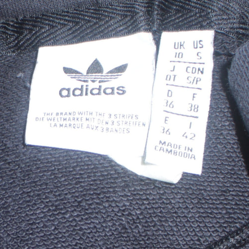 Adidas Women's Black Cropped Hoodie Size 10 Drawstring Hooded Sweatshirt