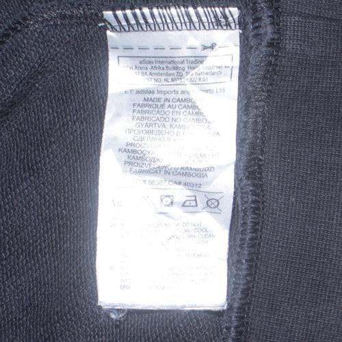 Adidas Women's Black Cropped Hoodie Size 10 Drawstring Hooded Sweatshirt