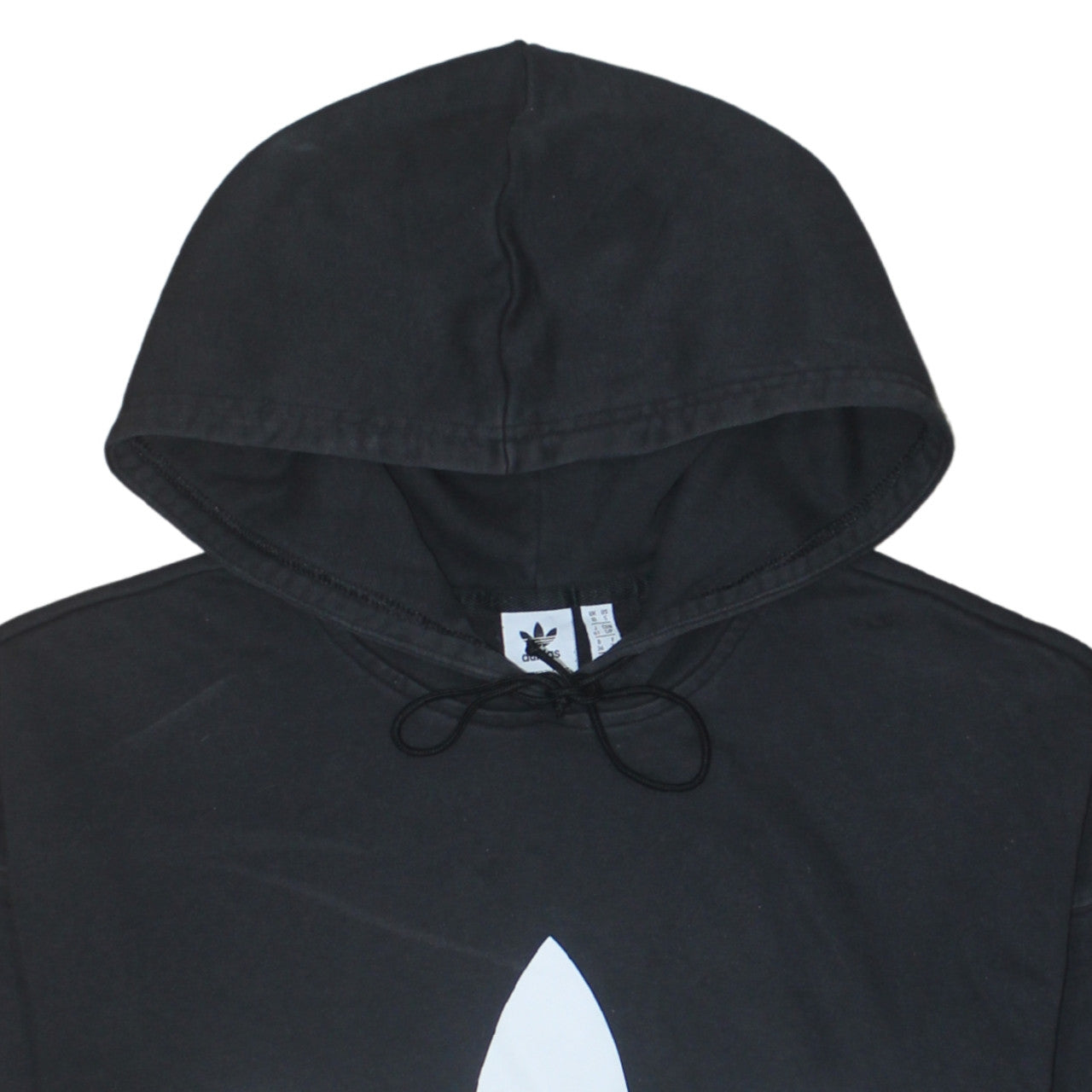 Adidas Women's Black Cropped Hoodie Size 10 Drawstring Hooded Sweatshirt