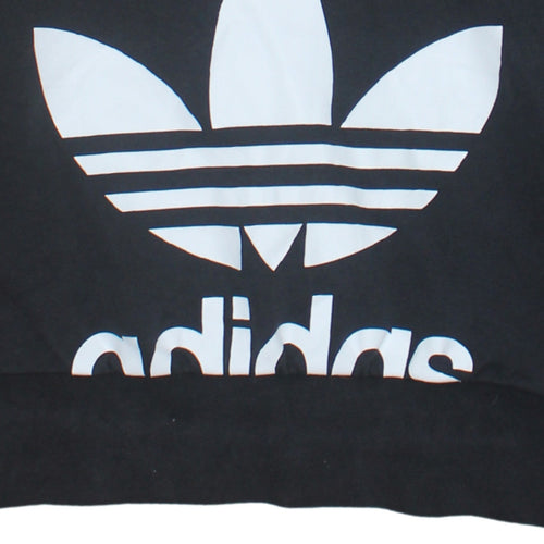 Adidas Women's Black Cropped Hoodie Size 10 Drawstring Hooded Sweatshirt