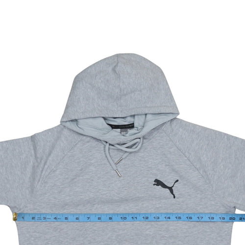 Puma Womens Grey Hoodie Size 14 Pullover Drawstring Logo Sweatshirt