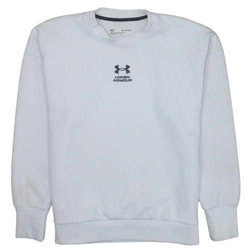 Under Armour Women White XS Pullover Sweatshirt Loose Fit Logo Crew