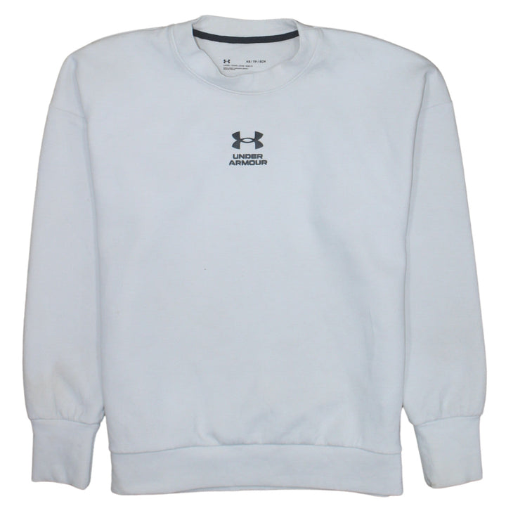 Under Armour Women White XS Pullover Sweatshirt Loose Fit Logo Crew