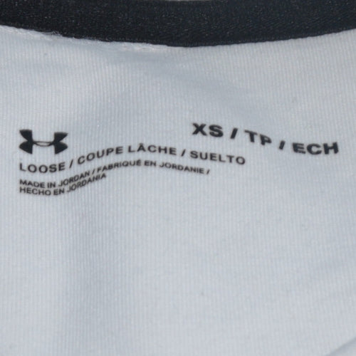 Under Armour Women White XS Pullover Sweatshirt Loose Fit Logo Crew