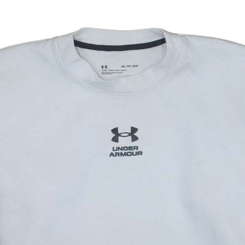 Under Armour Women White XS Pullover Sweatshirt Loose Fit Logo Crew