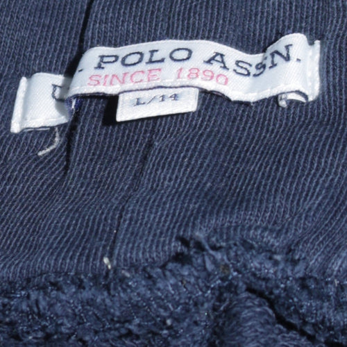 U.S. Polo Assn. Women's Blue Cotton Wide-Leg Sweatpants Size 14