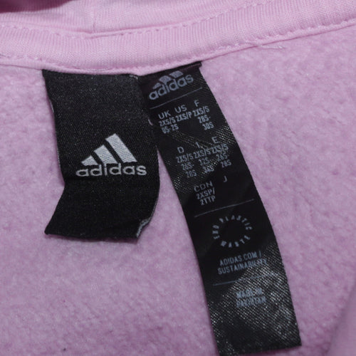 Adidas Women Pink Pullover Hoodie 2XS Cotton Blend Hooded Sweatshirt