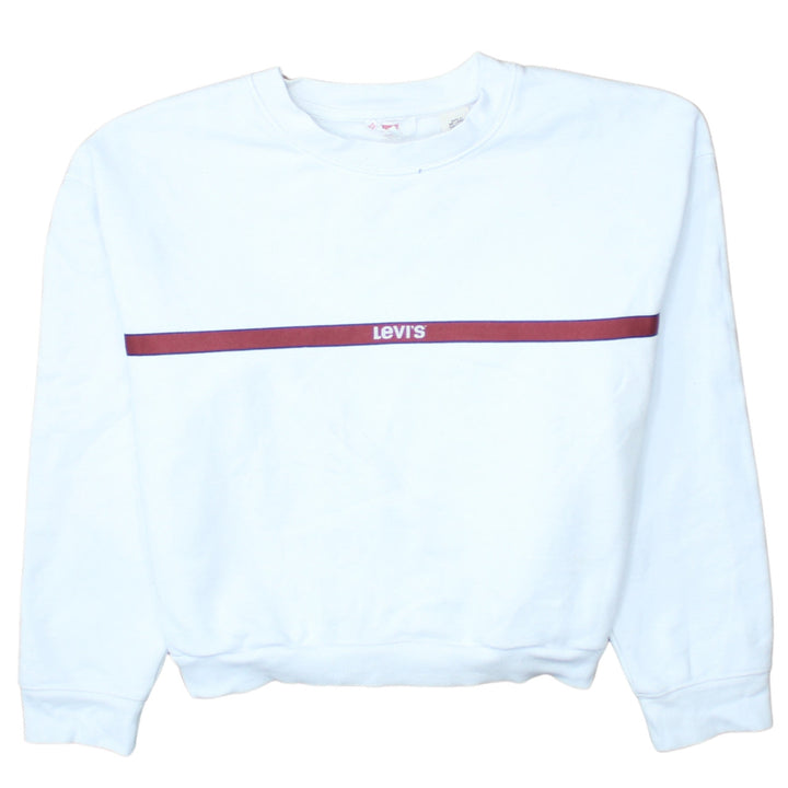 Levi's Women's White Crew Neck Pullover Sweatshirt Small