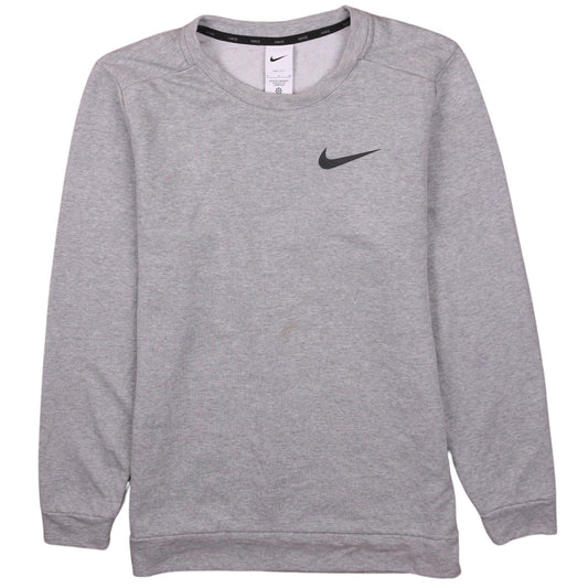 Front view of Nike Men's Grey Dri-FIT Pullover Sweatshirt, size S