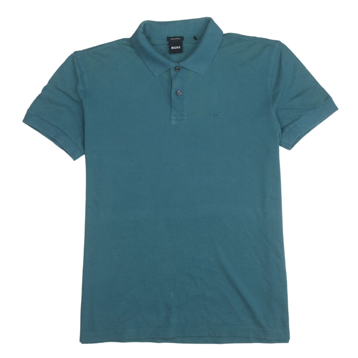 BOSS Men's Green Pima Cotton Polo Shirt Size L Regular Fit