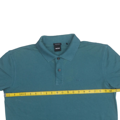 BOSS Men's Green Pima Cotton Polo Shirt Size L Regular Fit