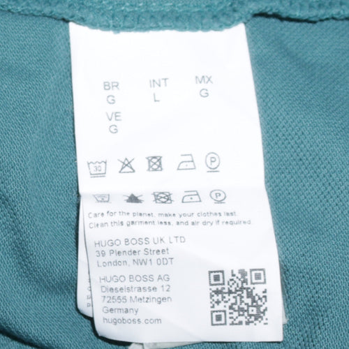 BOSS Men's Green Pima Cotton Polo Shirt Size L Regular Fit