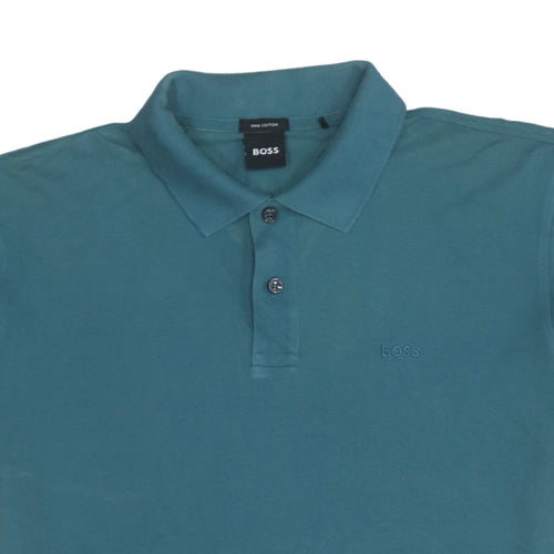 BOSS Men's Green Pima Cotton Polo Shirt Size L Regular Fit
