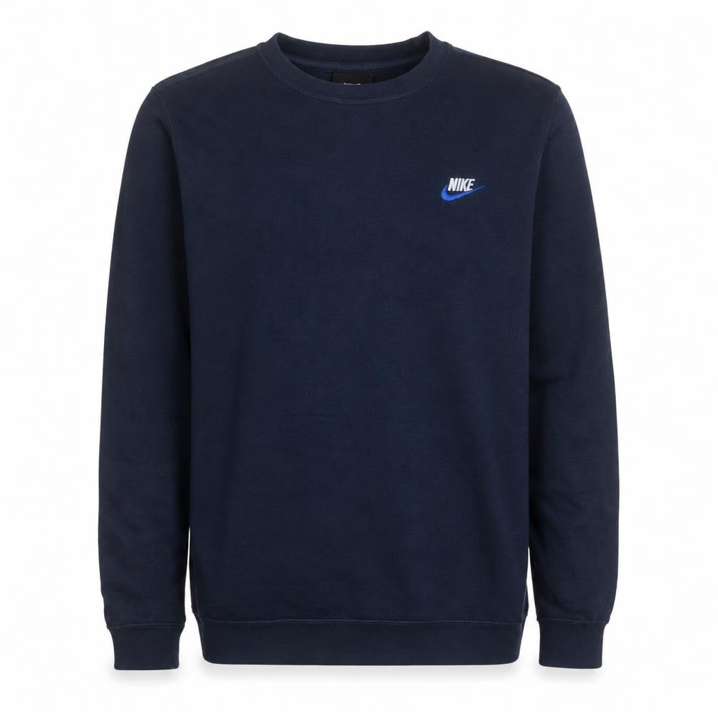 Front view of Nike Men's Blue Crew Neck Pullover Sweatshirt, size S