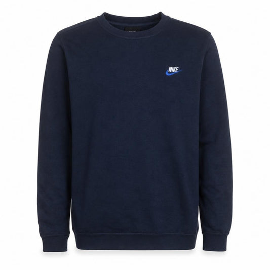 Front view of Nike Men's Blue Crew Neck Pullover Sweatshirt, size S