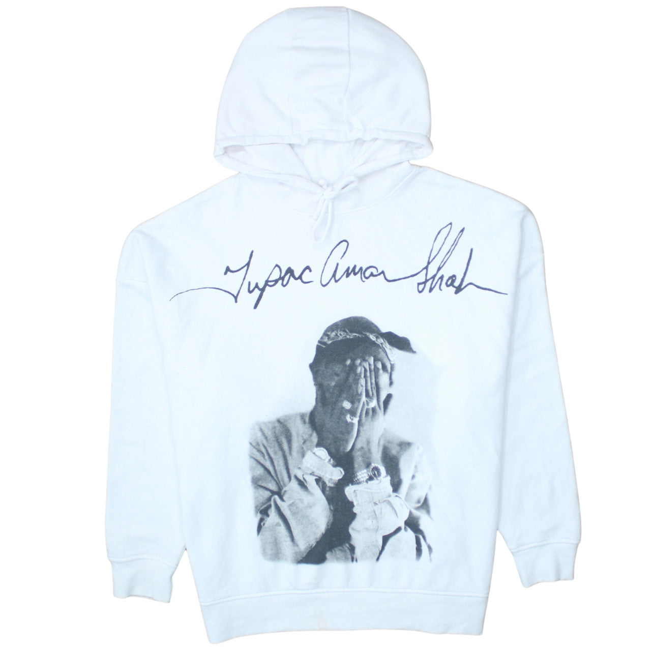 2Pac Women's White Graphic Pullover Hoodie Size S