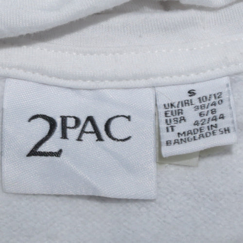 2Pac Women's White Graphic Pullover Hoodie Size S