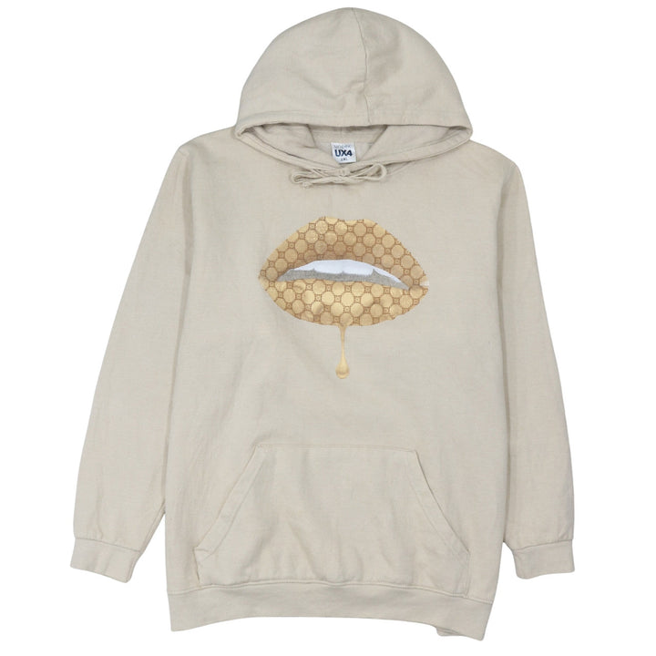 Uneek UX4 Womens Beige Pullover Hoodie 2XL Graphic Lips Design