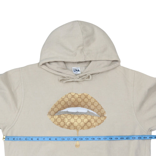 Uneek UX4 Womens Beige Pullover Hoodie 2XL Graphic Lips Design