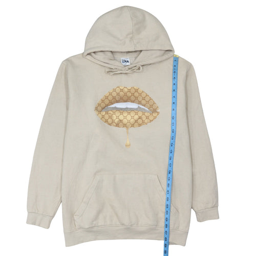 Uneek UX4 Womens Beige Pullover Hoodie 2XL Graphic Lips Design