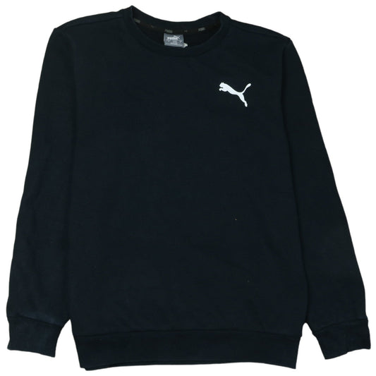 Front view of Puma Men's Black Small Crew Neck Pullover Sweatshirt