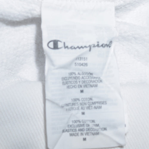 Champion Men's White Reverse Weave Crew Neck Sweatshirt Medium
