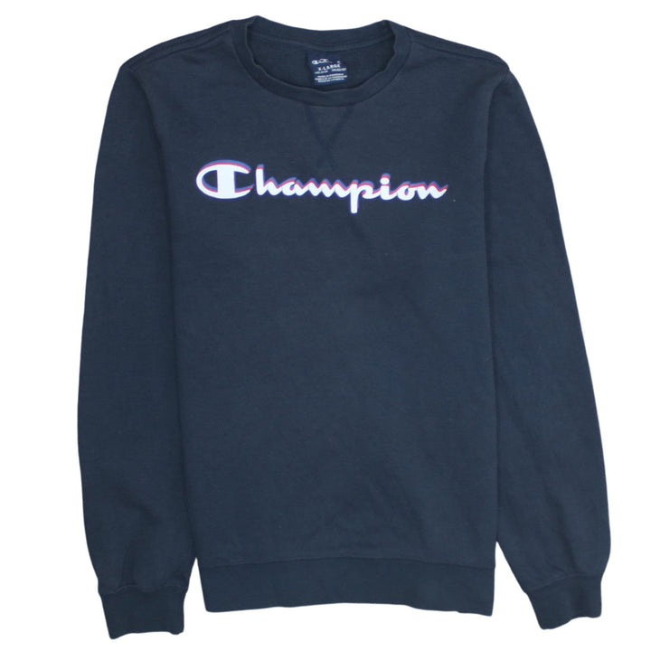 Champion Boys Black Crew Neck Sweatshirt XL 13-14 Years Cotton Blend Logo Casual