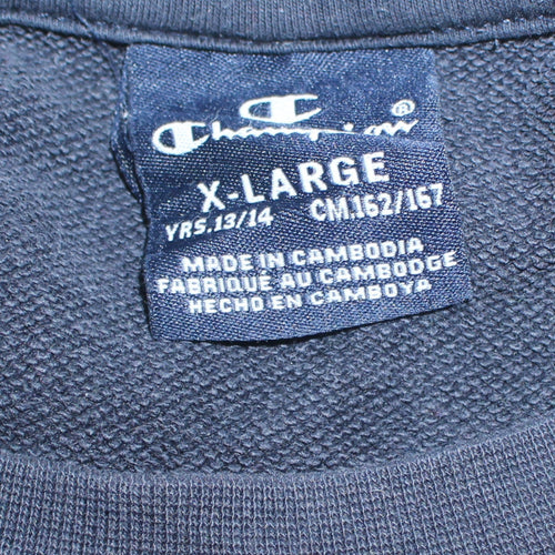 Champion Boys Black Crew Neck Sweatshirt XL 13-14 Years Cotton Blend Logo Casual