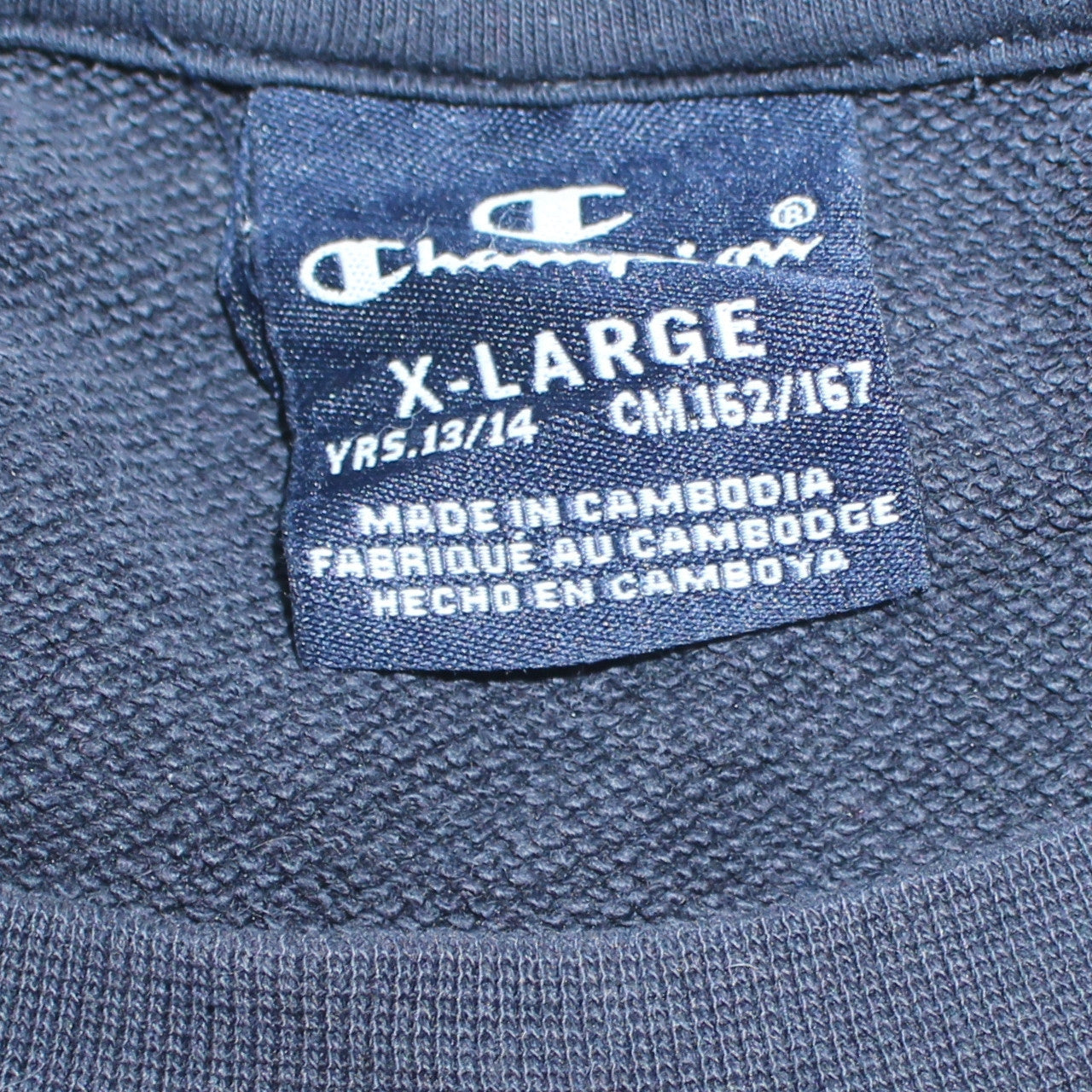 Champion Boys Black Crew Neck Sweatshirt XL 13-14 Years Cotton Blend Logo Casual