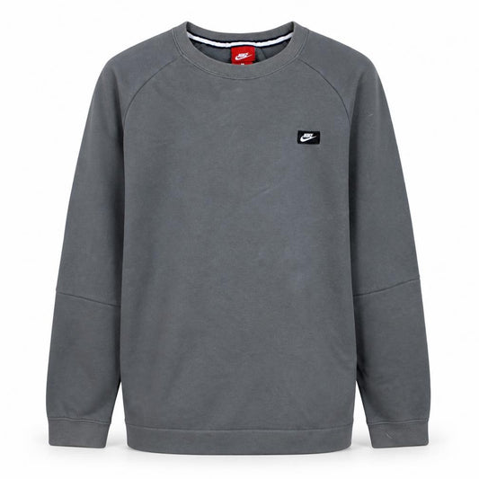Front view of Nike Men's Grey Crew Neck Pullover Sweatshirt, size S