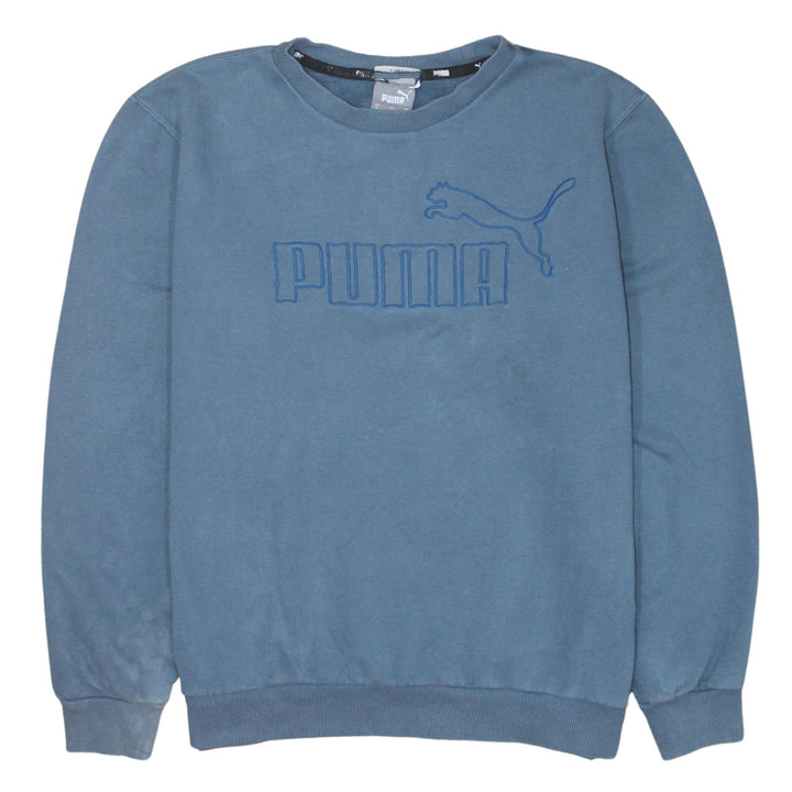 Puma Women's Blue Crew Neck Pullover Sweatshirt Medium